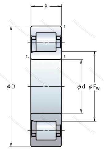 Роликовый цилиндрический подшипник NJ 312 W от производителя  NSK
