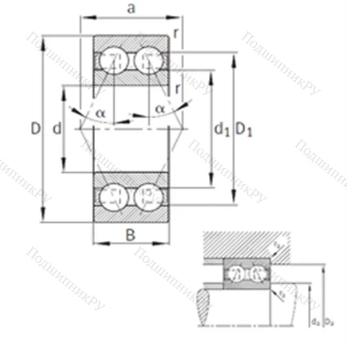 Подшипник шариковый радиально-упорный 3206-B-TVH