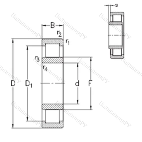 Подшипник роликовый радиальный NU 232-E-M 6