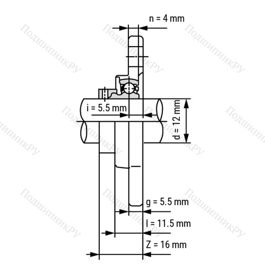 Подшипниковый узел KFL 001-ST - Вал: 12 мм