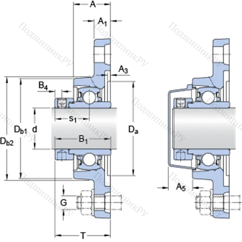 Фланцевые подшипниковые узлы типа Y (корпус типа Y-TECH, овальный фланец, крепление стопорными винтами) FYTB 1.1/2 WDW
