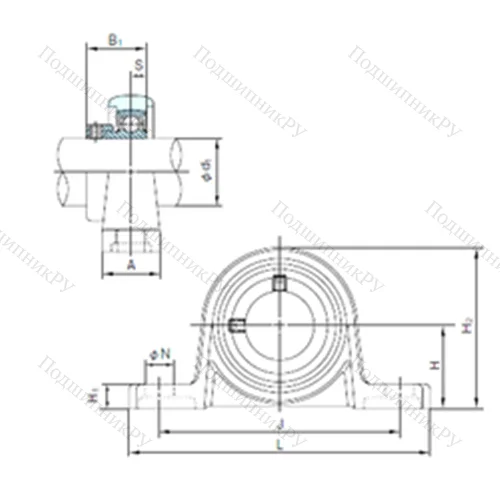 Подшипниковый узел шариковый радиальный UP 006