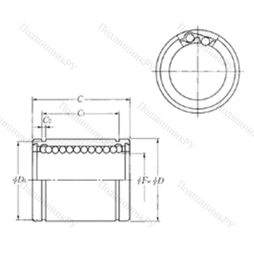 Подшипник шариковый линейный KLM 25