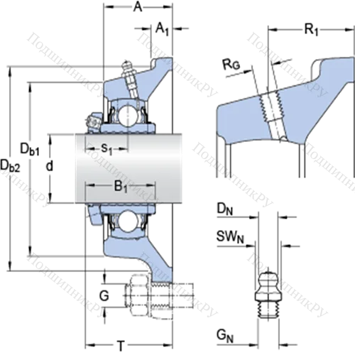 Фланцевые подшипниковые узлы типа Y (корпус типа Y-TECH, квадратный фланец, крепление стопорными винтами) FY 2.3/16 LF/AH