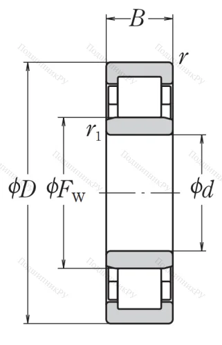 Роликовый цилиндрический подшипник NU 2214 W C 3 от производителя  NSK