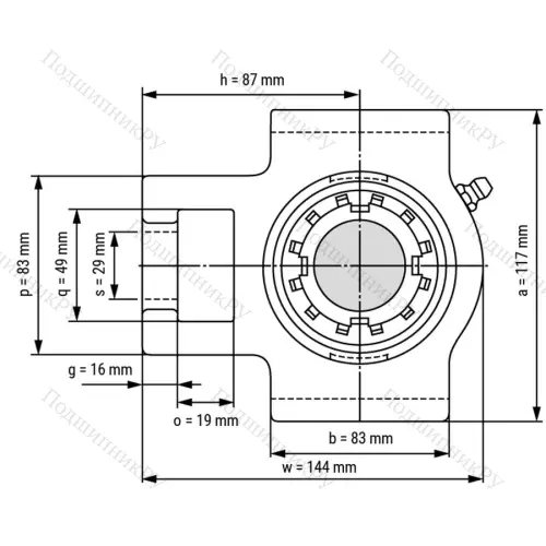Подшипниковый узел UKT 209 - Вал: 40 мм от производителя  LPZ