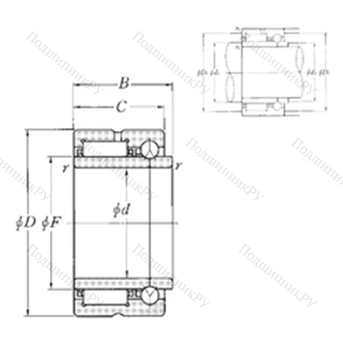 Подшипник комбинированный NKIB 5908R