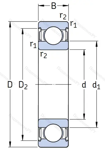 Однорядный шариковый подшипник 6306 2Z/C 4 от производителя  SKF
