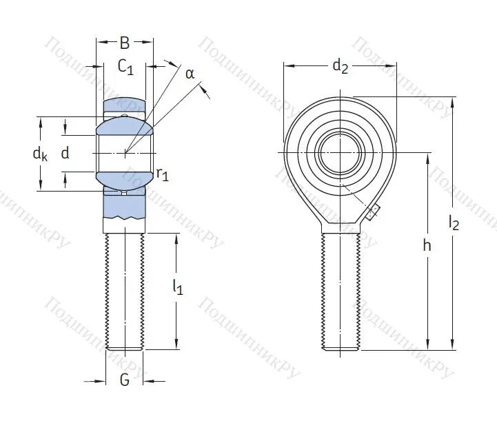 Наконечник штока с внешней резьбой SALKAC 12 M