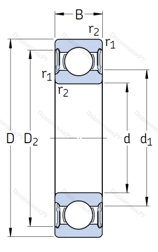 Однорядный шариковый подшипник 6313 2RS 1/С3 от производителя  SKF