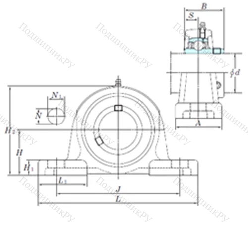 Подшипниковый узел шариковый радиальный UCP 208-24 от производителя  KOYO