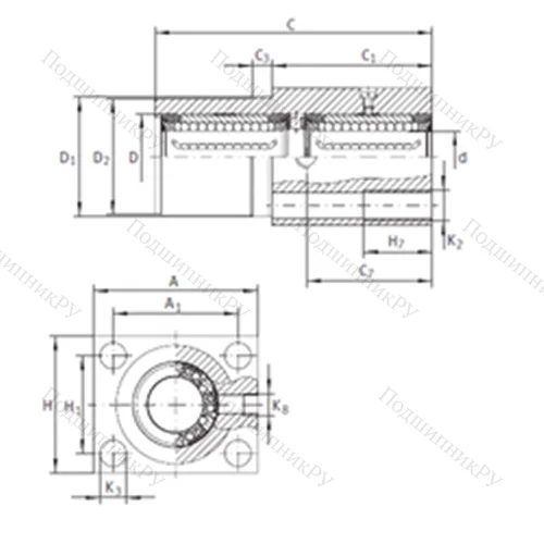 Подшипник шариковый линейный KTFN 16 C-PP-AS