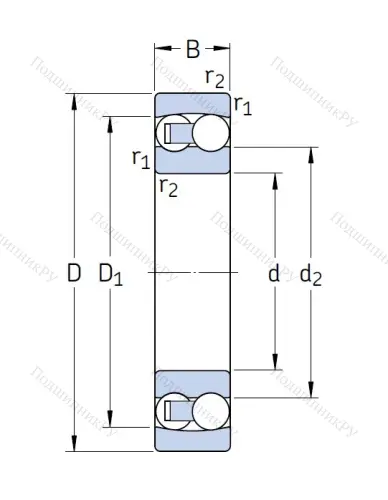 Двухрядный шариковый подшипник 1216 от производителя  SKF