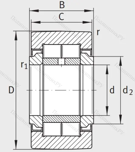 Игольчатый подшипник NUTR 20 от производителя  INA