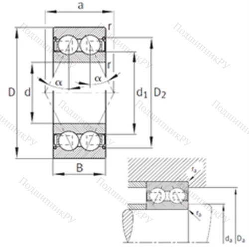 Подшипник шариковый радиально-упорный 3305-B-2Z-TVH