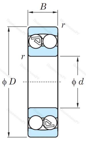 Двухрядный шариковый подшипник 1304 от производителя  KOYO