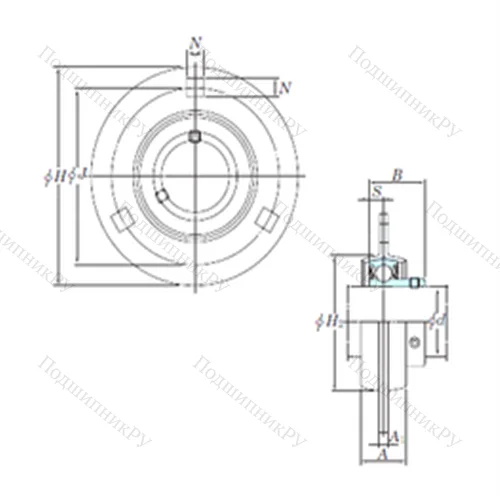 Подшипниковый узел шариковый радиальный SBPF 207-22
