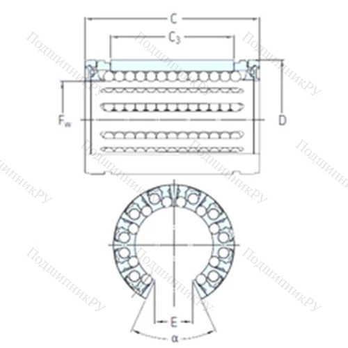 Подшипник шариковый линейный LBHT 30 A-2LS