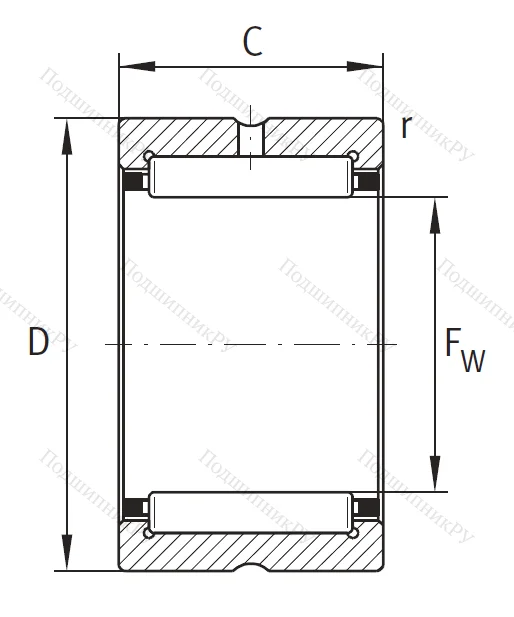 Игольчатый подшипник NK 16/16 XL