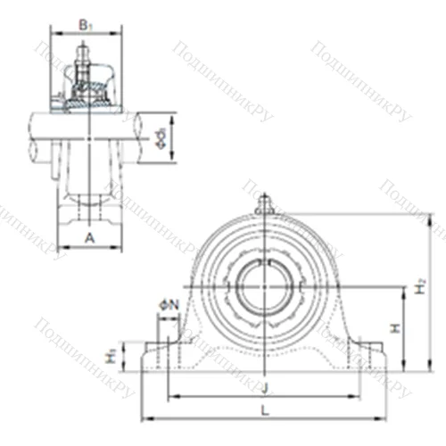 Подшипниковый узел шариковый радиальный UKIP 213+H 2313