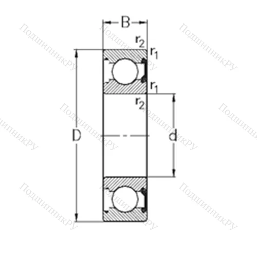 Подшипник шариковый радиальный 6017-2RSR