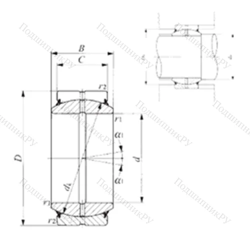Подшипник скольжения сферический GE 15ES-2RS от производителя  IKO