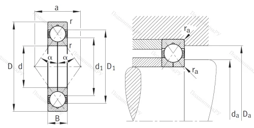 Радиально-упорный шариковый подшипник QJ 313 XL MPA от производителя  FAG