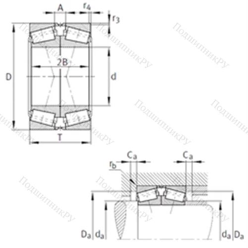 Подшипник роликовый радиально-упорный спаренный 32048-X-N 11CA-A 450-500