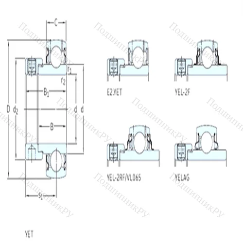 Подшипник шариковый радиальный YET 209-111 от производителя  SKF