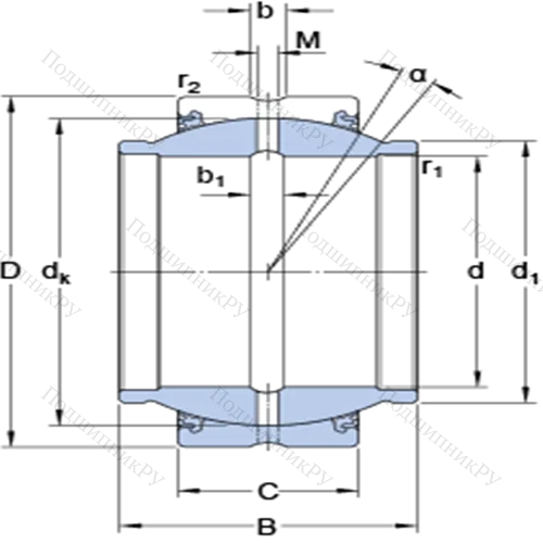Радиальные сферические подшипники скольжения с контактными поверхностями сталь/сталь, требующие техобслуживания GEZM 500 ESX-2LS от производителя  SKF