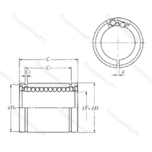 Подшипник шариковый линейный KLM 25SLL