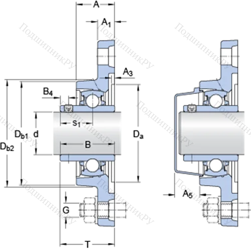 Фланцевые подшипниковые узлы типа Y (корпус типа Y-TECH, овальный фланец, крепление стопорными винтами) FYTB 50 TDW