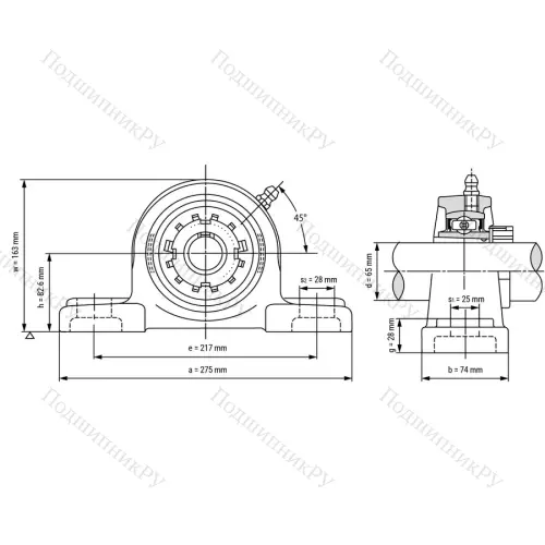 Подшипниковый узел UKP 215 - Вал: 65 мм от производителя  LPZ